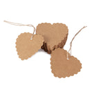 Pack of 100 Rustic Kraft Paper Heart Blank Card with Jute Twines Gift Tags Labels