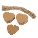 Pack of 100 Rustic Kraft Paper Heart Blank Card with Jute Twines Gift Tags Labels