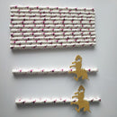 25pcs Glitter Gold Unicorn Paper Straws Rose Flamingo Pattern Christmas Wedding Birthday Party Juice Drinking Straw Tableware