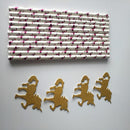 25pcs Glitter Gold Unicorn Paper Straws Rose Flamingo Pattern Christmas Wedding Birthday Party Juice Drinking Straw Tableware
