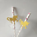 25pcs Glitter Gold Unicorn Paper Straws Rose Flamingo Pattern Christmas Wedding Birthday Party Juice Drinking Straw Tableware