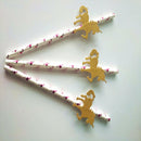 25pcs Glitter Gold Unicorn Paper Straws Rose Flamingo Pattern Christmas Wedding Birthday Party Juice Drinking Straw Tableware