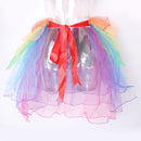 Women Rainbow Layered Dancing Long Tail Skirt Lingerie Bubble Skirt Costume