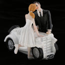 Romantic Wedding Anniversary Kissing Bride Groom Car Resin Cake Topper Party Accessories