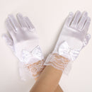 White Girl Elastic Short Satin Lace Gloves Performance Dance Kids Costume