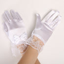 White Girl Elastic Short Satin Lace Gloves Performance Dance Kids Costume