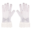 White Girl Elastic Short Satin Lace Gloves Performance Dance Kids Costume