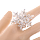 Charming Diamante Rhinestone Snowflake Finger Ring Wedding Party Christmas Copper Ring Women Jewelry Gift