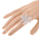 Charming Diamante Rhinestone Snowflake Finger Ring Wedding Party Christmas Copper Ring Women Jewelry Gift