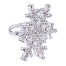 Charming Diamante Rhinestone Snowflake Finger Ring Wedding Party Christmas Copper Ring Women Jewelry Gift