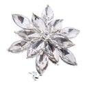 3.5 x 3.5cm Festive Silver Snowflake Flower Brooch Pin Diamante Crystal Broach Wedding Bridal Birthday Xmas Gift