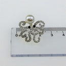 Silver Plated Clear Rhinestone Octopus Stud Earrings Women's Jewelry
