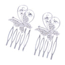 Pack of 2 Rhinestone Wedding Banquet Butterfly Hair Comb Pins Headwear