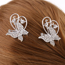 Pack of 2 Rhinestone Wedding Banquet Butterfly Hair Comb Pins Headwear