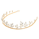 Vintage Gold Rhinestones Leaves Headband Wedding Bridal Tiara Hair Jewelry