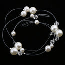 Girls White Pearls Headband Chain & Long Earrings Set Wedding Party Jewelry