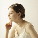 Girls White Pearls Headband Chain & Long Earrings Set Wedding Party Jewelry