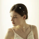 Girls White Pearls Headband Chain & Long Earrings Set Wedding Party Jewelry