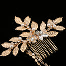 Gold Rhinestones Leaves Hair Combs Set Head Chain Wedding Hair Jewelry