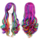 Harajuku Long Wavy Colorful Wig Women Girls Synthetic Cosplay Wig