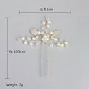 Pack of 2 Sparkling Diamante Pearls Leaf Hair Pins Wedding Party Hair Accessories