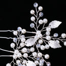 Pack of 2 Sparkling Diamante Pearls Leaf Hair Pins Wedding Party Hair Accessories