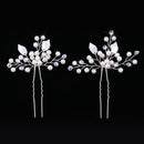Pack of 2 Sparkling Diamante Pearls Leaf Hair Pins Wedding Party Hair Accessories