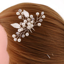 Pack of 2 Sparkling Diamante Pearls Leaf Hair Pins Wedding Party Hair Accessories