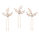 Pieces of 3 Wedding Bridal Bridesmaid Pearl Gold Leaf Headpiece Hair Pin Hairpin