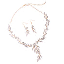 Elegant Leaf Rhinestone Jewelry Necklace/Earrings Wedding Bridal Accessories