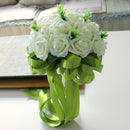 Wedding Bouquet Pearl Stain Ribbon Handle Bridal Bridesmaid Ribbon Foam Rose Floral Hand Tied Flower Girl Wand Decor
