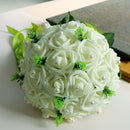 Wedding Bouquet Pearl Stain Ribbon Handle Bridal Bridesmaid Ribbon Foam Rose Floral Hand Tied Flower Girl Wand Decor