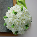 Wedding Bouquet Pearl Stain Ribbon Handle Bridal Bridesmaid Ribbon Foam Rose Floral Hand Tied Flower Girl Wand Decor