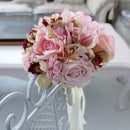 Vintage Wedding Bridal Artificial Rose Flower Bouquet Hand Tied Flower