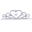 Fashion Rhinestone Teardrop Heart Princess Crown Tiara Wedding Party Jewelry Silver