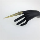 Vintage Chinese Ancient Queen Women Hollow out Punk Antique Gold Claw Fingernail Ring Fancy Dress Props 12 cm