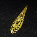 Vintage Chinese Ancient Queen Women Hollow out Punk Antique Gold Claw Fingernail Ring Fancy Dress Props 12 cm