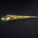 Vintage Chinese Ancient Queen Women Hollow out Punk Antique Gold Claw Fingernail Ring Fancy Dress Props 12 cm