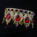 Vintage Bridal Crown Baroque Red Waterdrop Crystal Wedding Tiara Women Ladies Hair Accessory Headdress