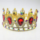 Vintage Bridal Crown Baroque Red Waterdrop Crystal Wedding Tiara Women Ladies Hair Accessory Headdress