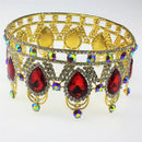 Vintage Bridal Crown Baroque Red Waterdrop Crystal Wedding Tiara Women Ladies Hair Accessory Headdress