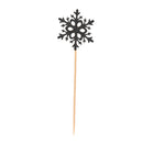 10 Glitter Black Paper Snowflake Cake Toppers Food Picks Decoration