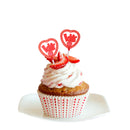 Pack of 12 Romantic Love Heart Style Cake Cupcake Topper for Wedding Anniversary Party