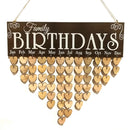 Family Birthdays Wooden Reminder Calendar Plaque MDF Hanging Board Sign