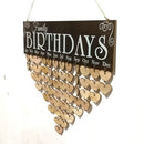 Family Birthdays Wooden Reminder Calendar Plaque MDF Hanging Board Sign