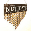 Family Birthdays Wooden Reminder Calendar Plaque MDF Hanging Board Sign