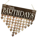 Family Birthdays Wooden Reminder Calendar Plaque MDF Hanging Board Sign