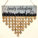 Family Celebration Treasure Reminder Calendar Wooden Hanging Board Sign