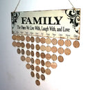 Vintage Family Wooden Reminder Calendar Treasure Planner 50 Discs DIY Craft
