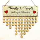 Vintage Family Friends Birthday Celebrations Wooden Reminder Calendar 50 Discs DIY Craft